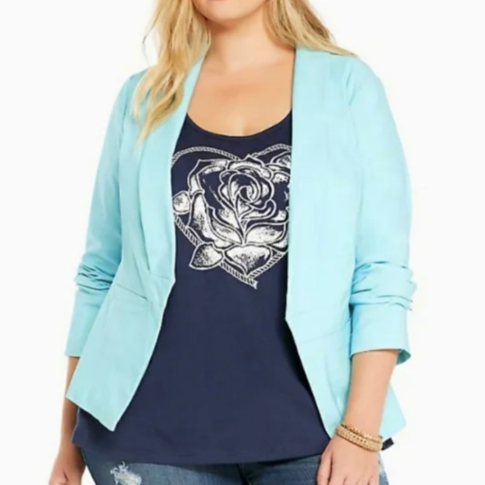 TORRID Women's Size Large Cut-Away Open Front Blazer Gulf Stream - NEW with tags